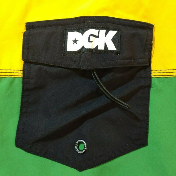 DGK Red Yellow Green Black Board Shorts Size 30 - Picture 3 of 10